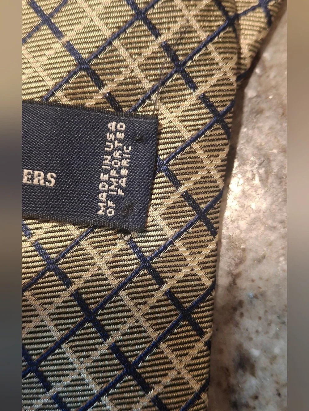Brooks Brothers Navy and Gold Plaid Check Silk Tie